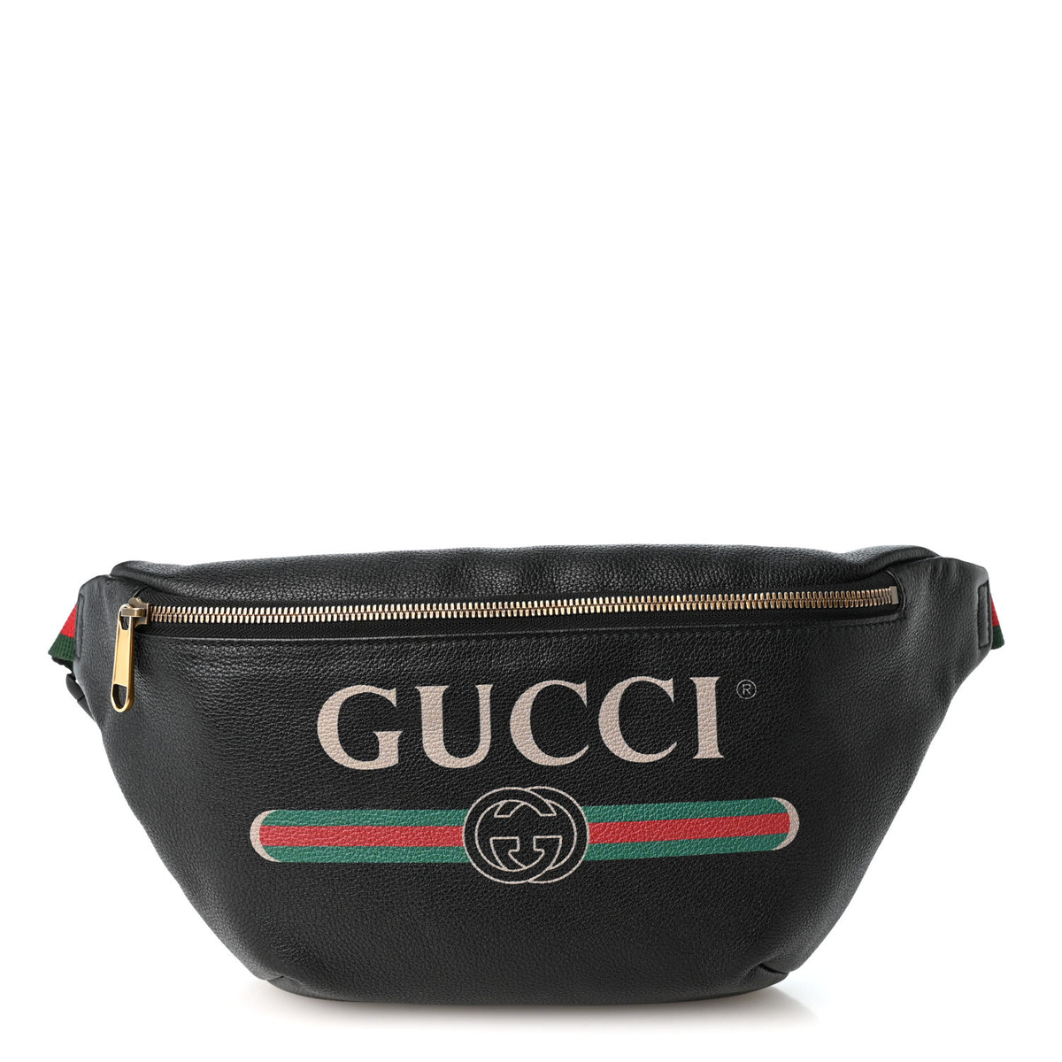 Gucci Grained Calfskin Logo Belt Bag Black 1 of 11