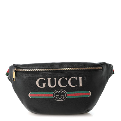 Gucci Grained Calfskin Logo Belt Bag Black 1 of 11