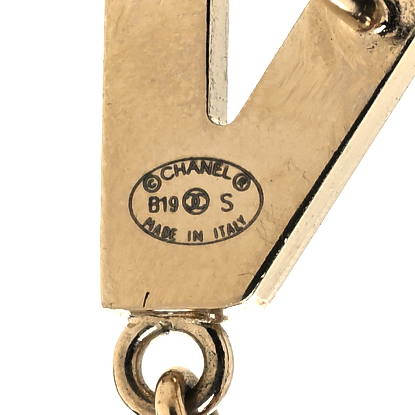 Metal Cha-Nel Logo Drop Earrings Gold