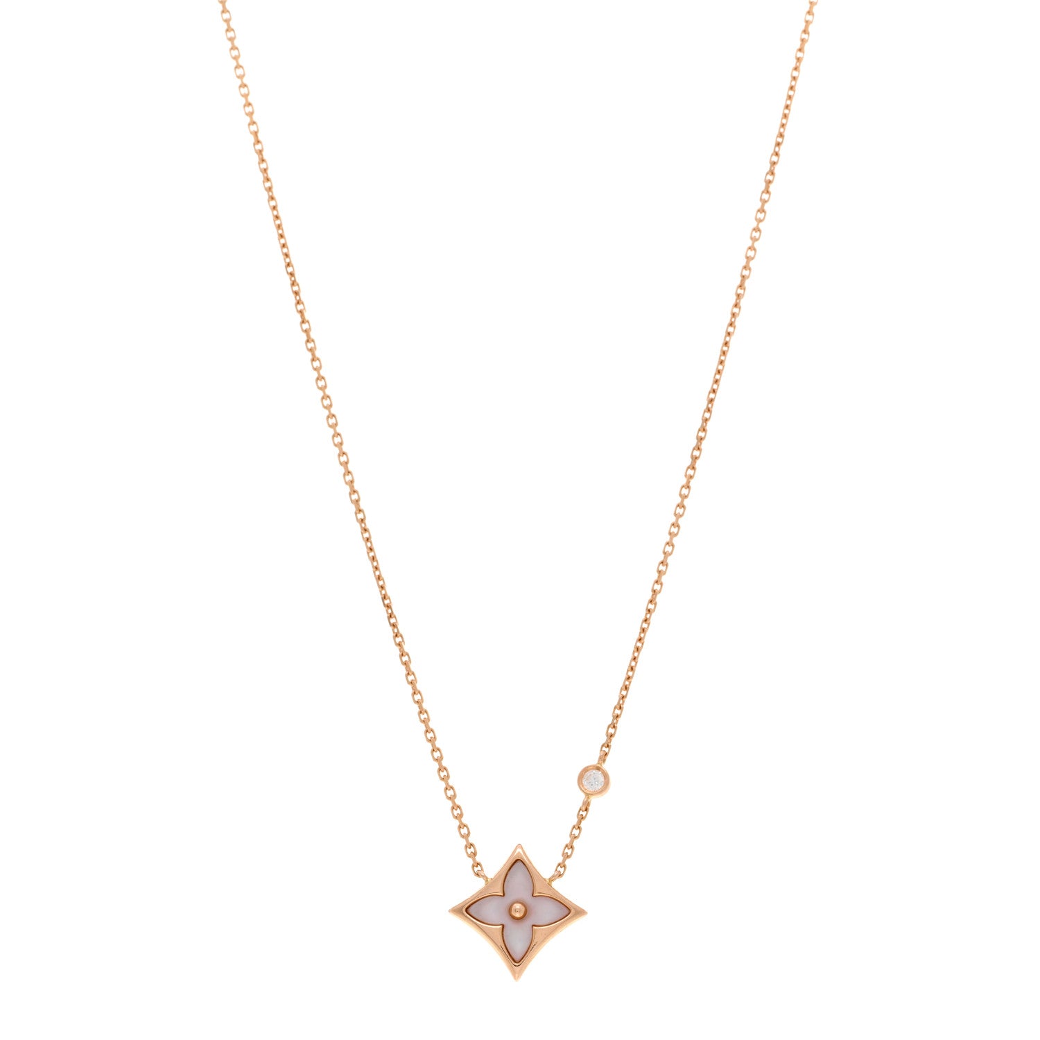 Louis Vuitton 18K Pink Gold Diamond Pink Mother of Pearl Color Blossom BB Star Pendant Necklace 1 of 4