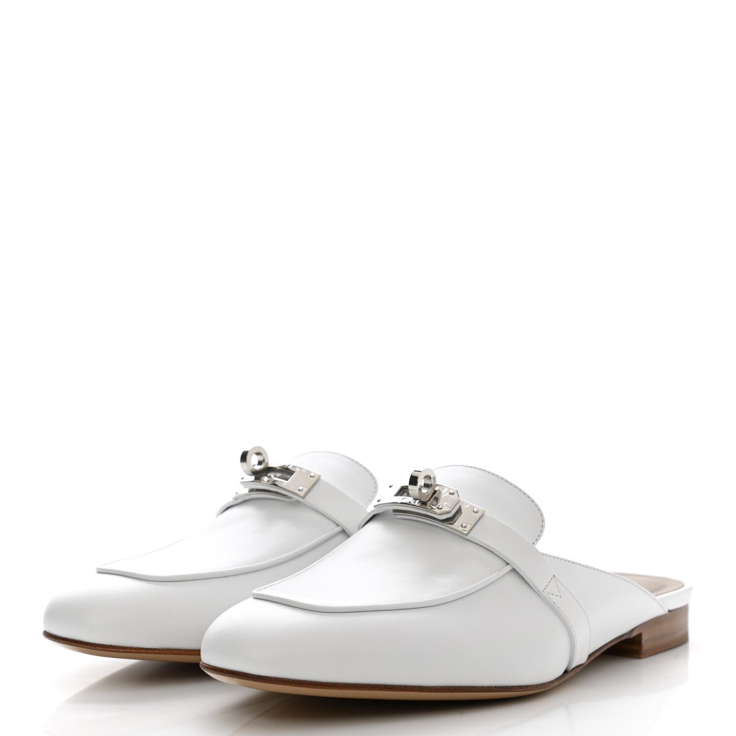 Hermes Calfskin Oz Mules 37 White 3 of 8