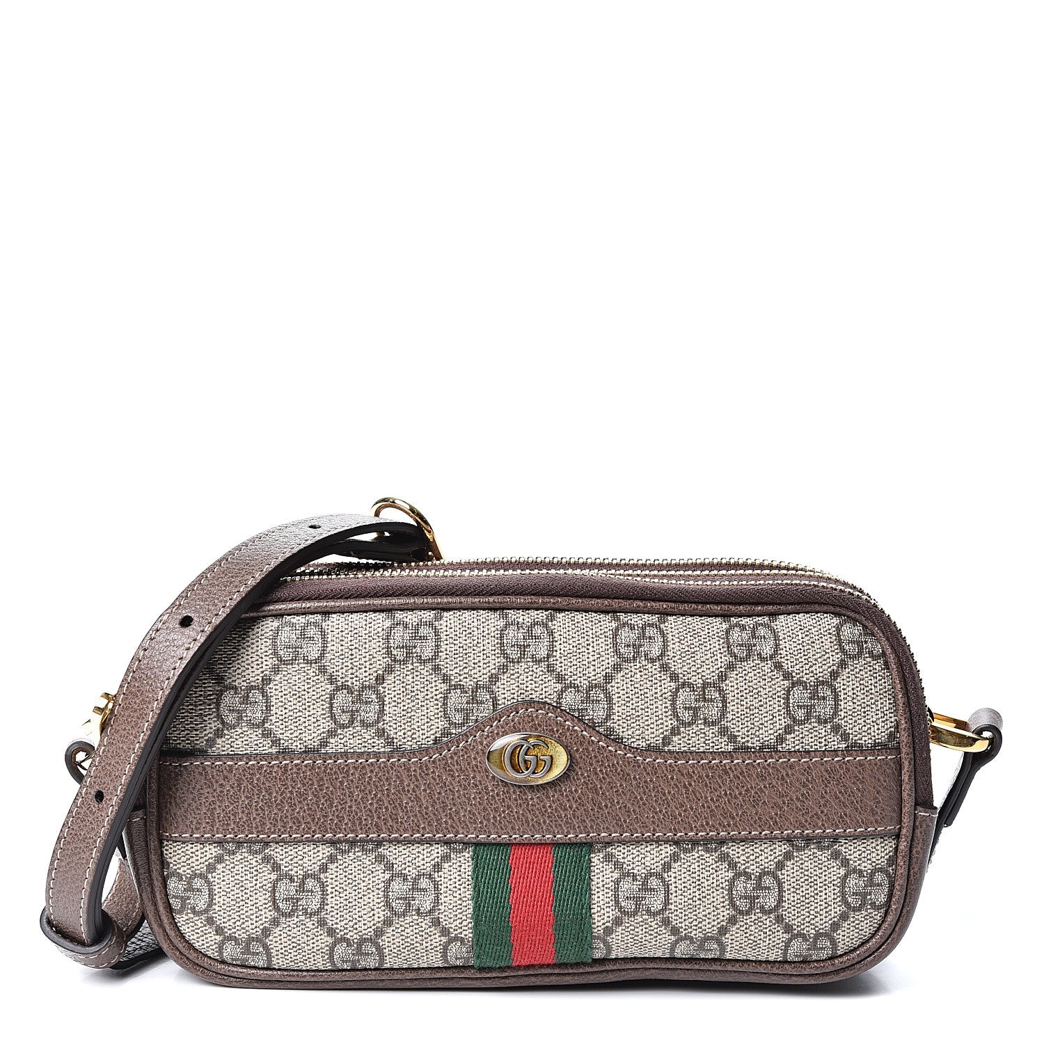 Gucci GG Supreme Monogram Web Mini Ophidia GG Bag Brown 1 of 8