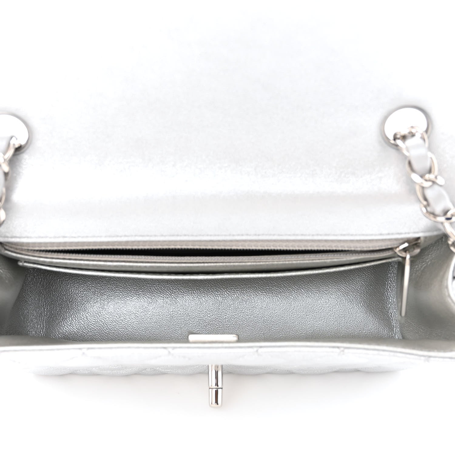 Chanel Metallic Lambskin Quilted Mini Rectangular Flap Silver 5 of 10