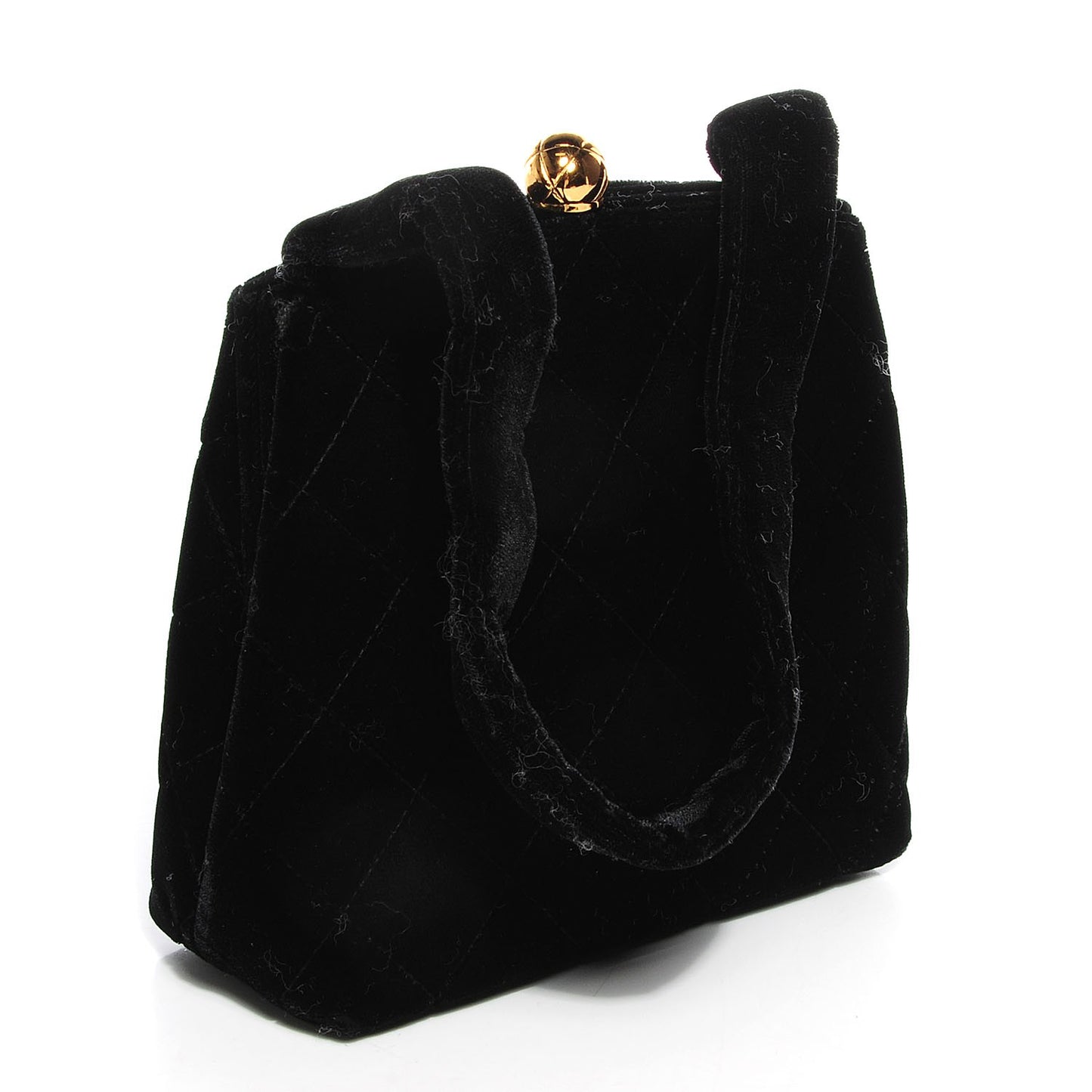 Velvet Kiss Lock Shoulder Bag Black