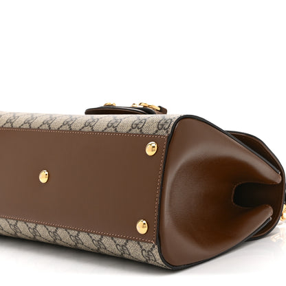 Gucci GG Supreme Monogram Calfskin Medium Horsebit 1955 Top Handle Bag Beige Ebony Brown Sugar 11 of 11