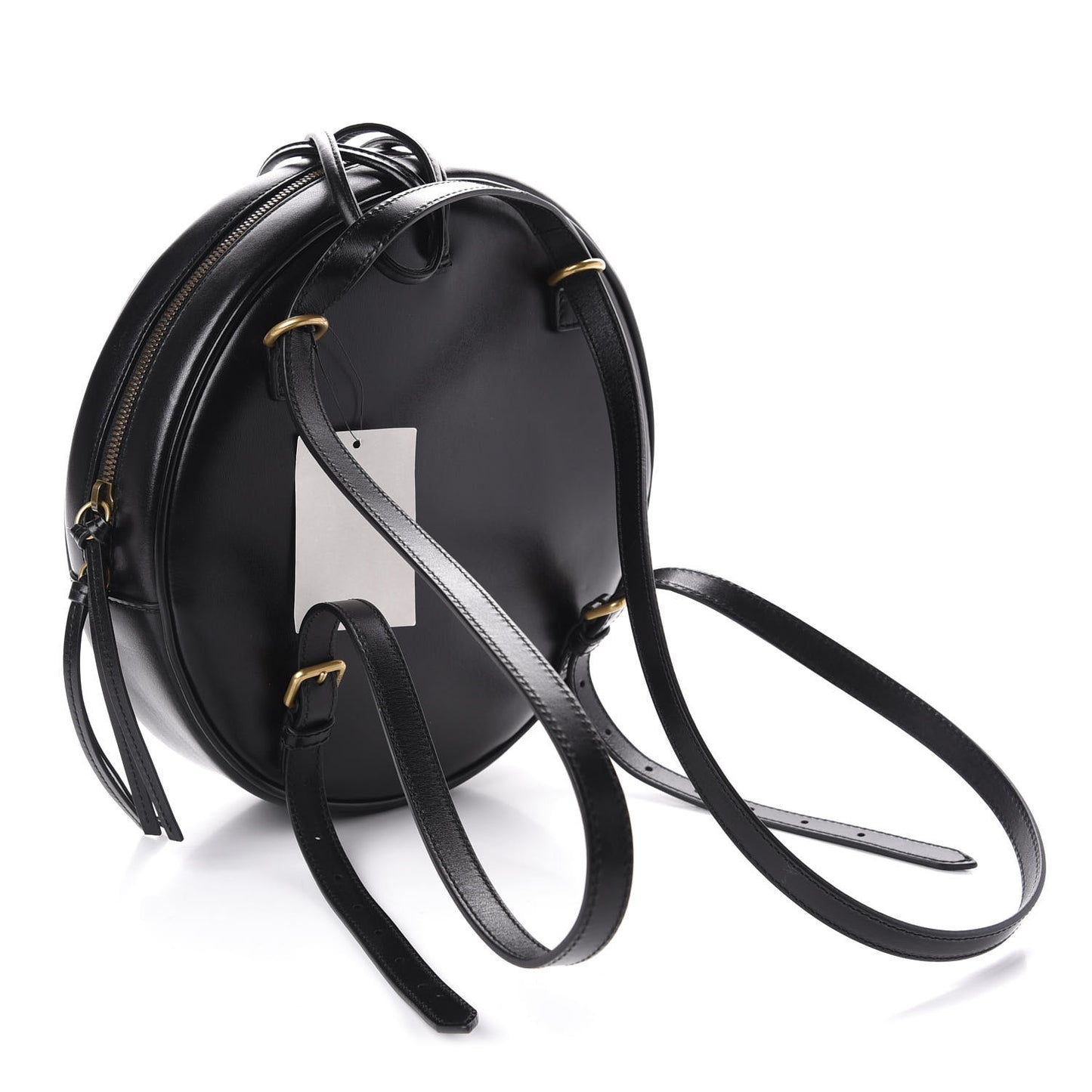 Calfskin LA Round Backpack Black Gold