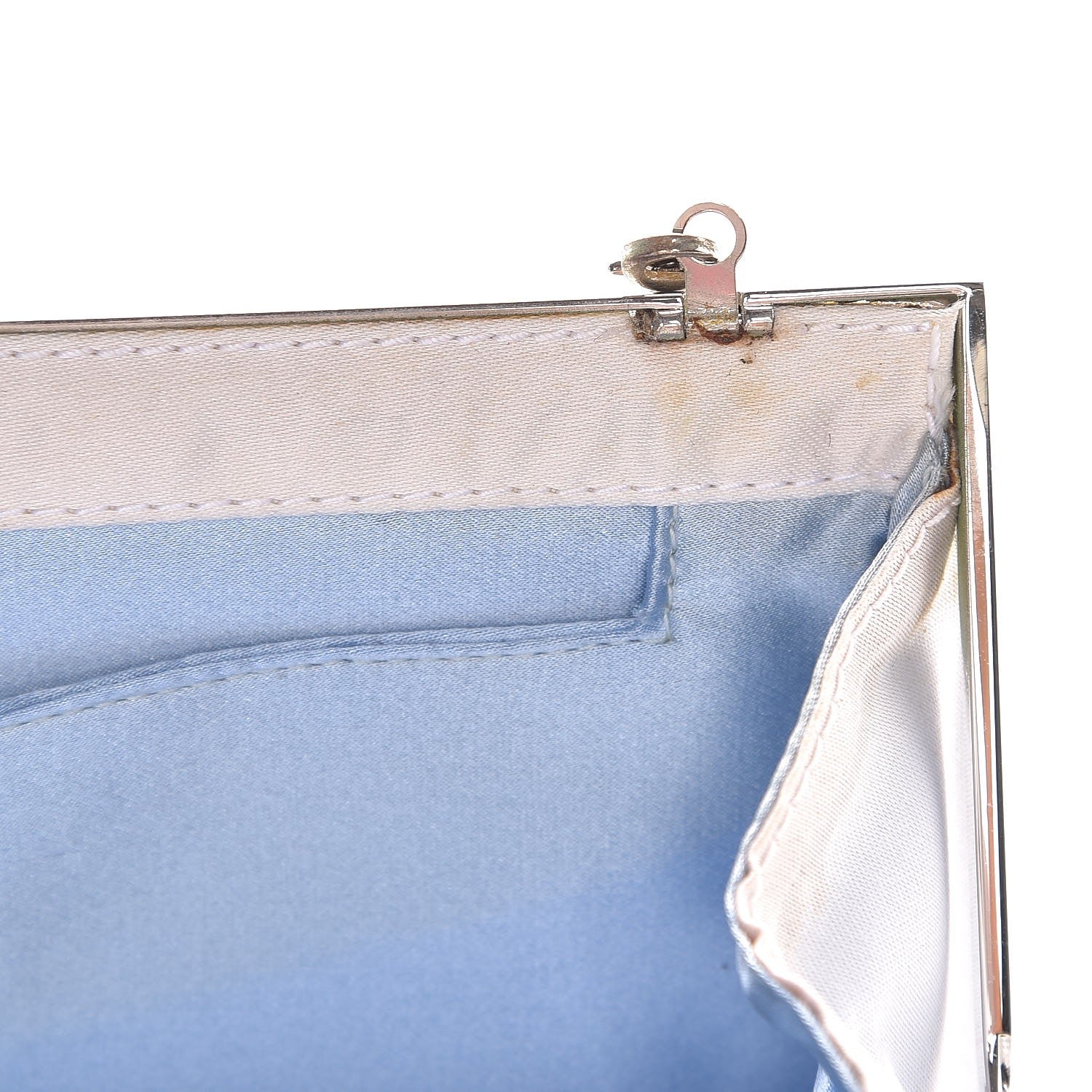 Judith Leiber Crystal Satin Chevron Pleated Clutch Ivory 8 of 13