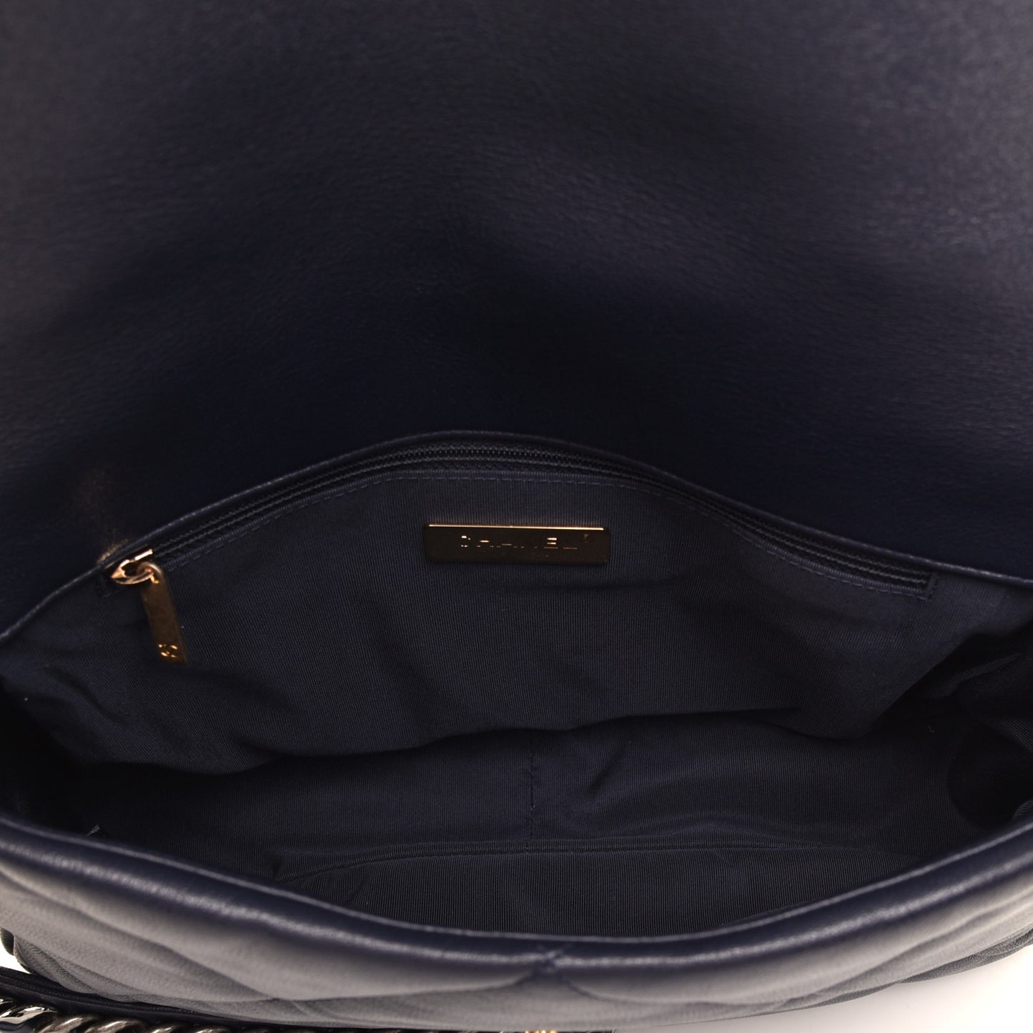 Goatskin Quilted Large Chanel 19 Flap Navy Blue