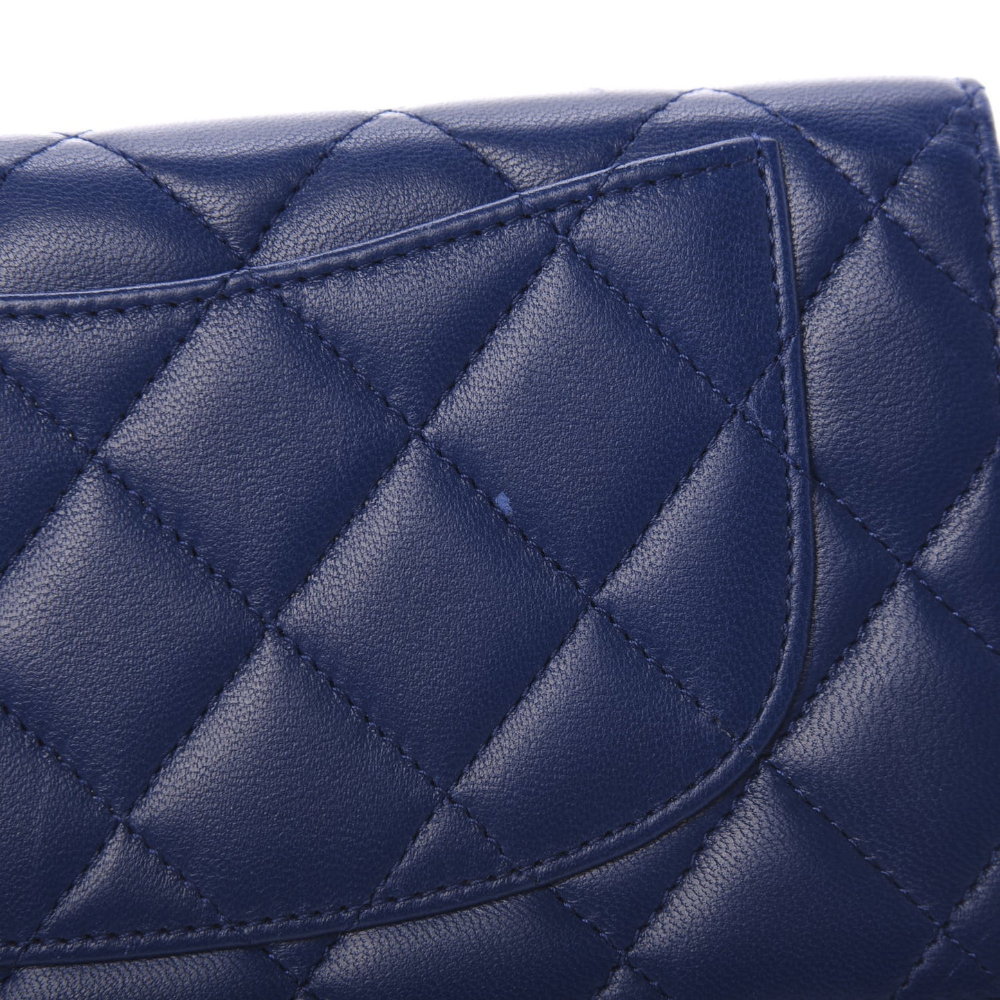 Lambskin Quilted Yen Wallet Blue