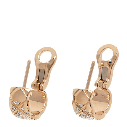 Chanel 18K Beige Gold Diamond Coco Crush Hoop Earrings 3 of 4