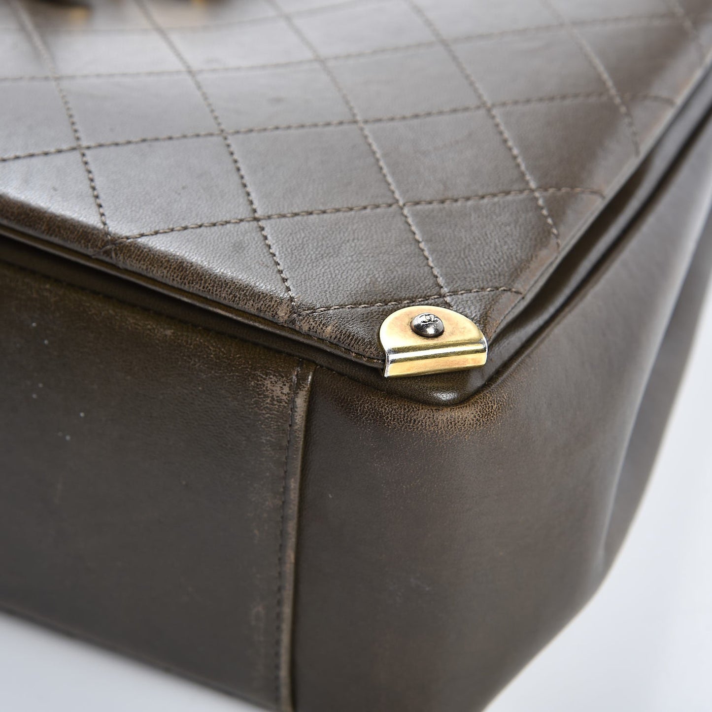 Lambskin Around The Corner Medium Shopping Tote Khaki