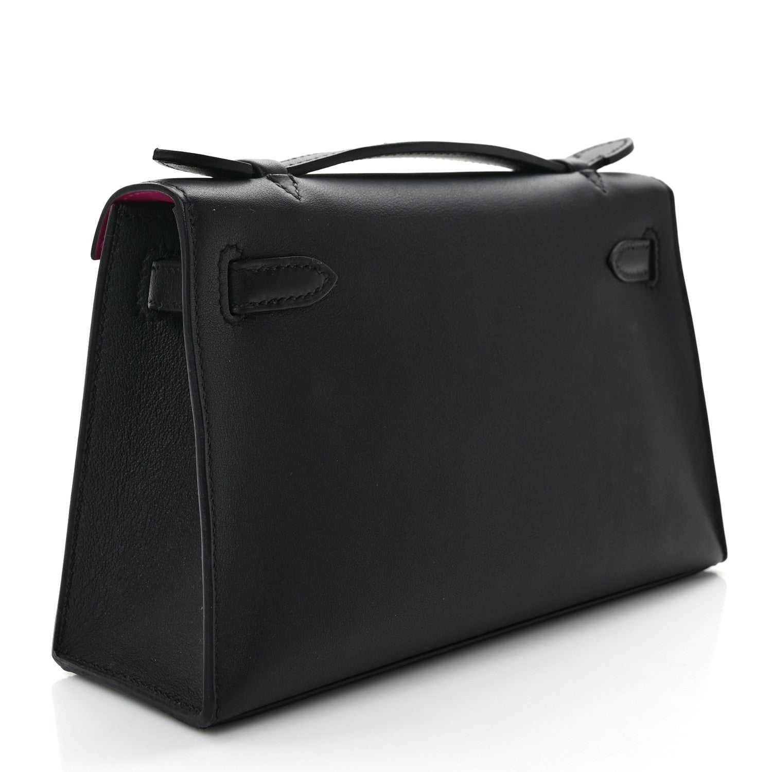 Hermes Swift Horseshoe Kelly Pochette Clutch Black Rose Pourpre 3 of 10