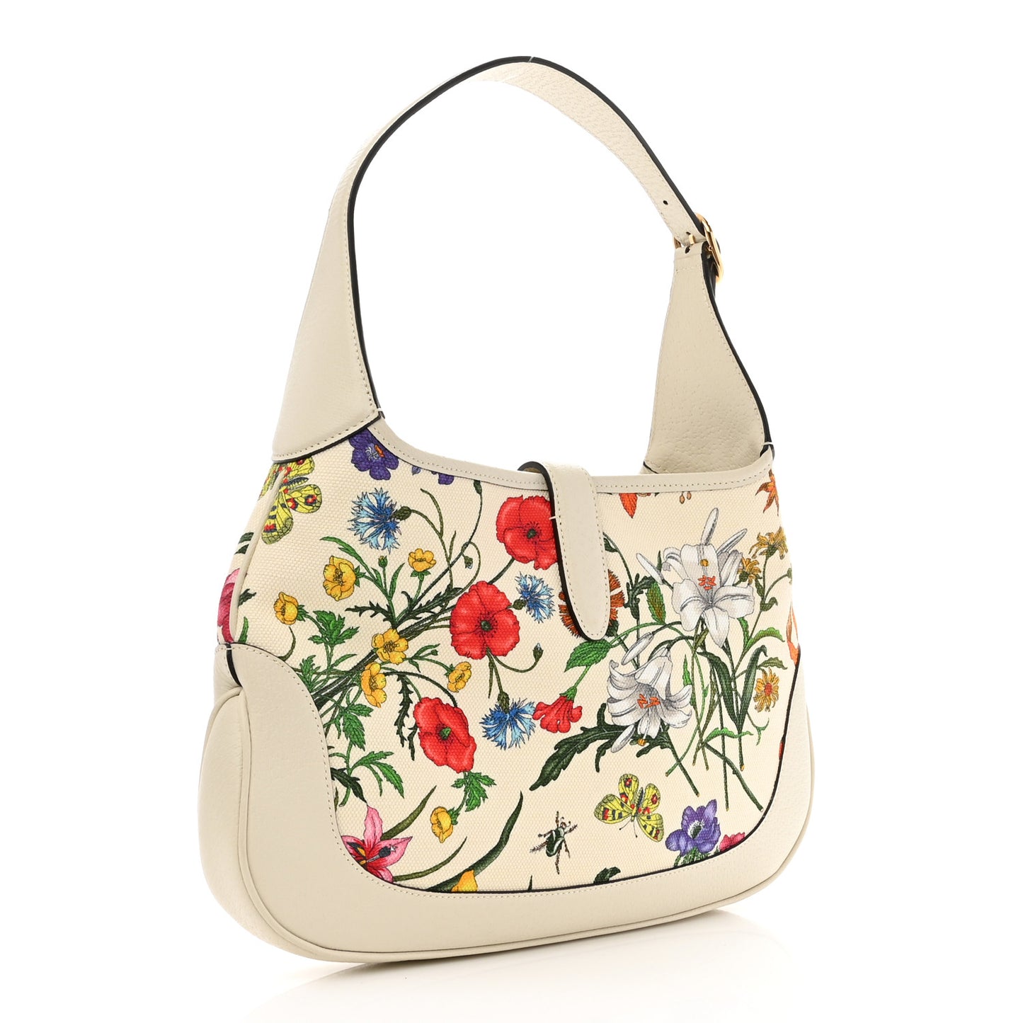 Canvas Flora Medium Jackie Hobo White