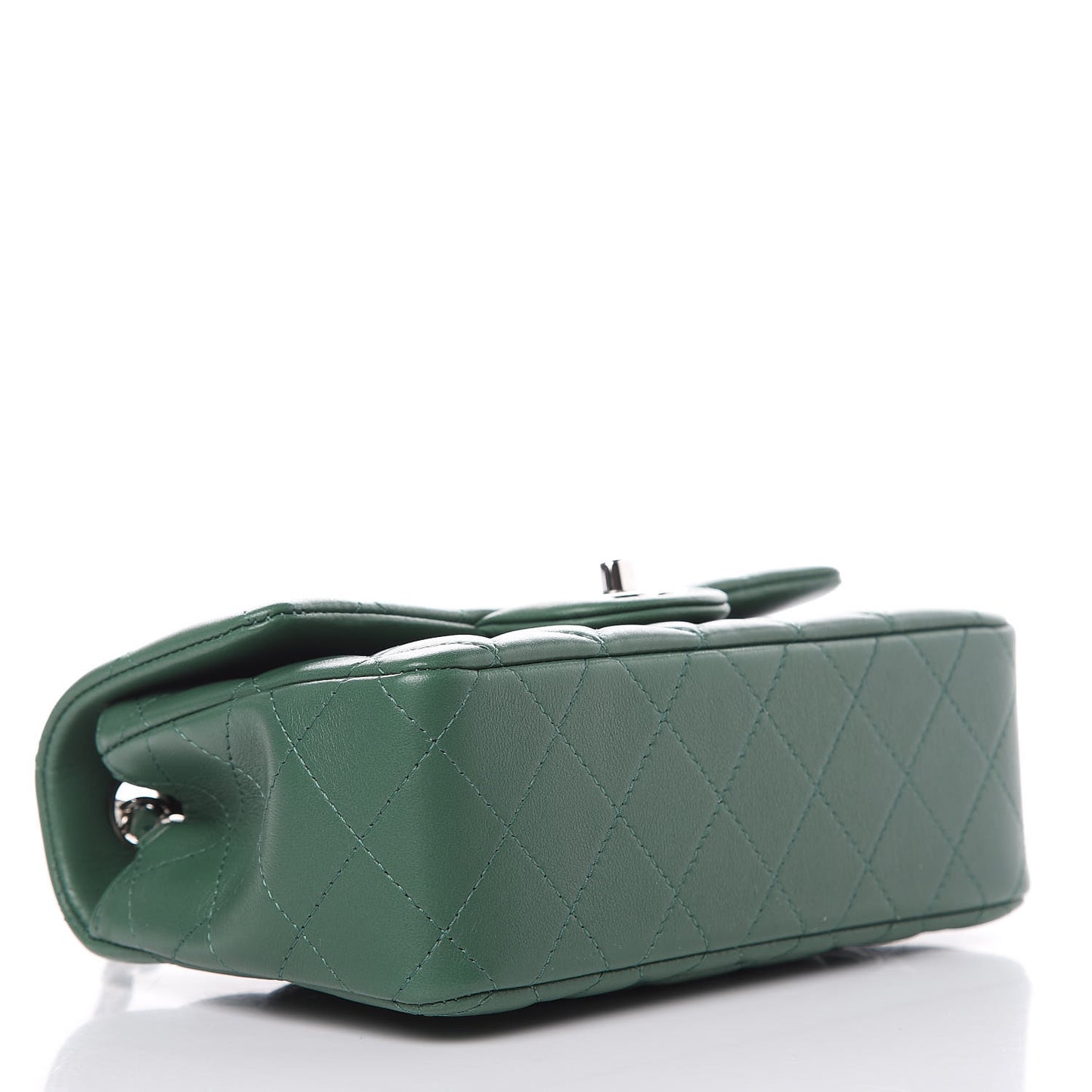 Lambskin Quilted Mini Rectangular Flap Green