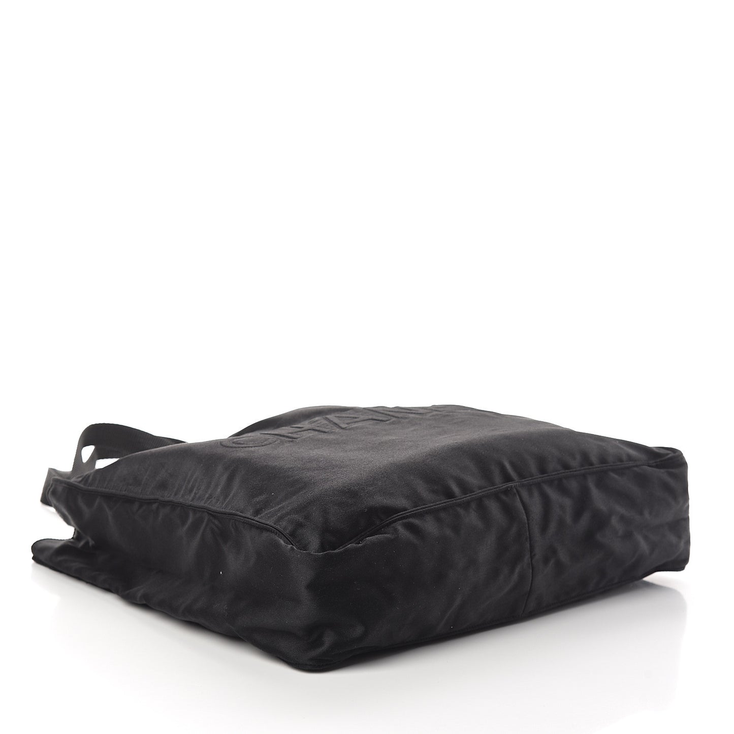 Satin Shopping Tote Black
