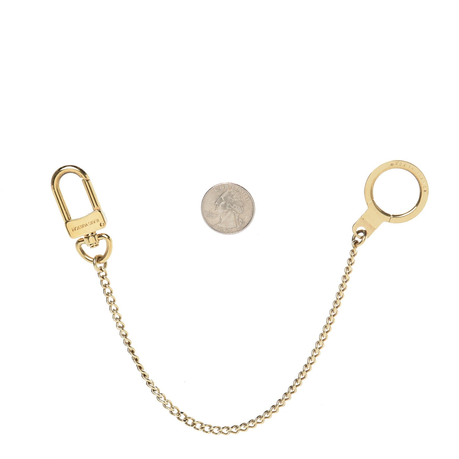Louis Vuitton Metal Pochette Extender Key Ring Chain Gold 2 of 4