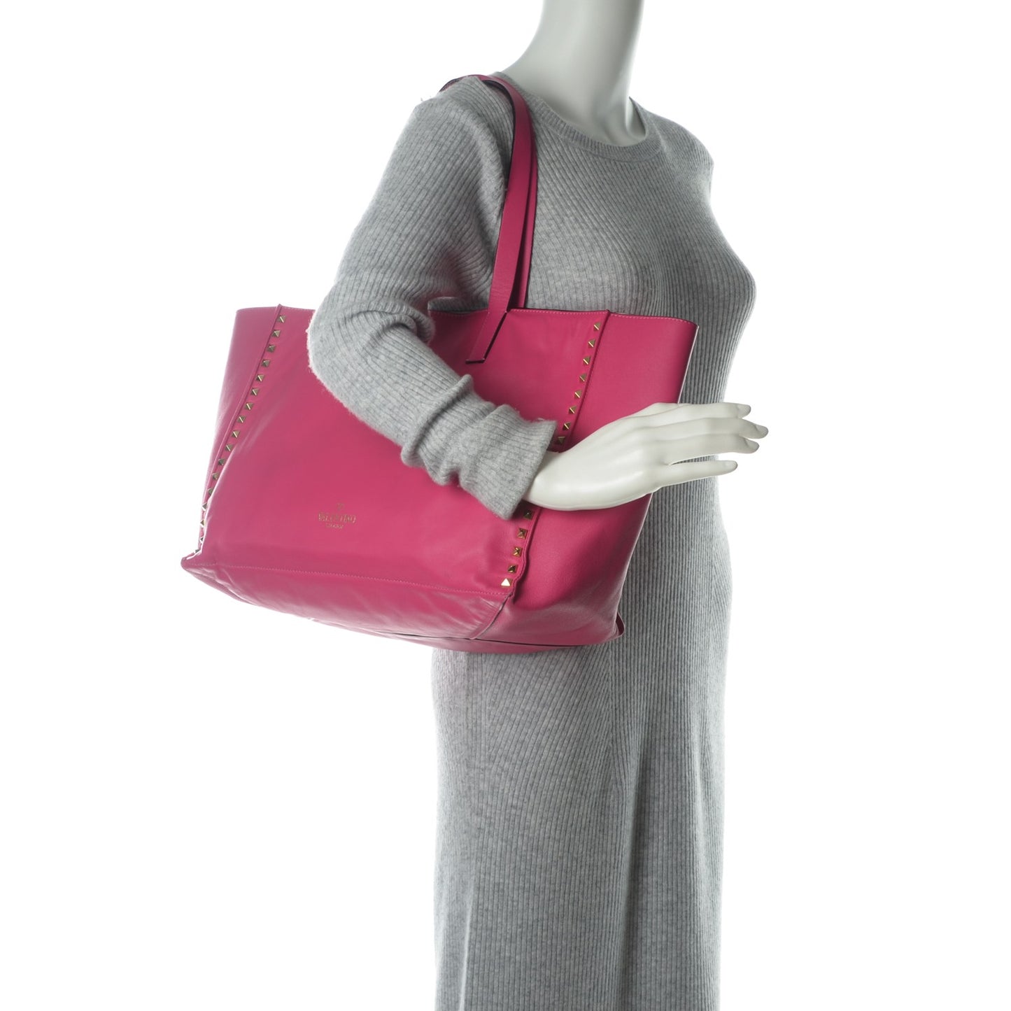 Nappa Medium Rockstud Soft Tote Pop Fuxia
