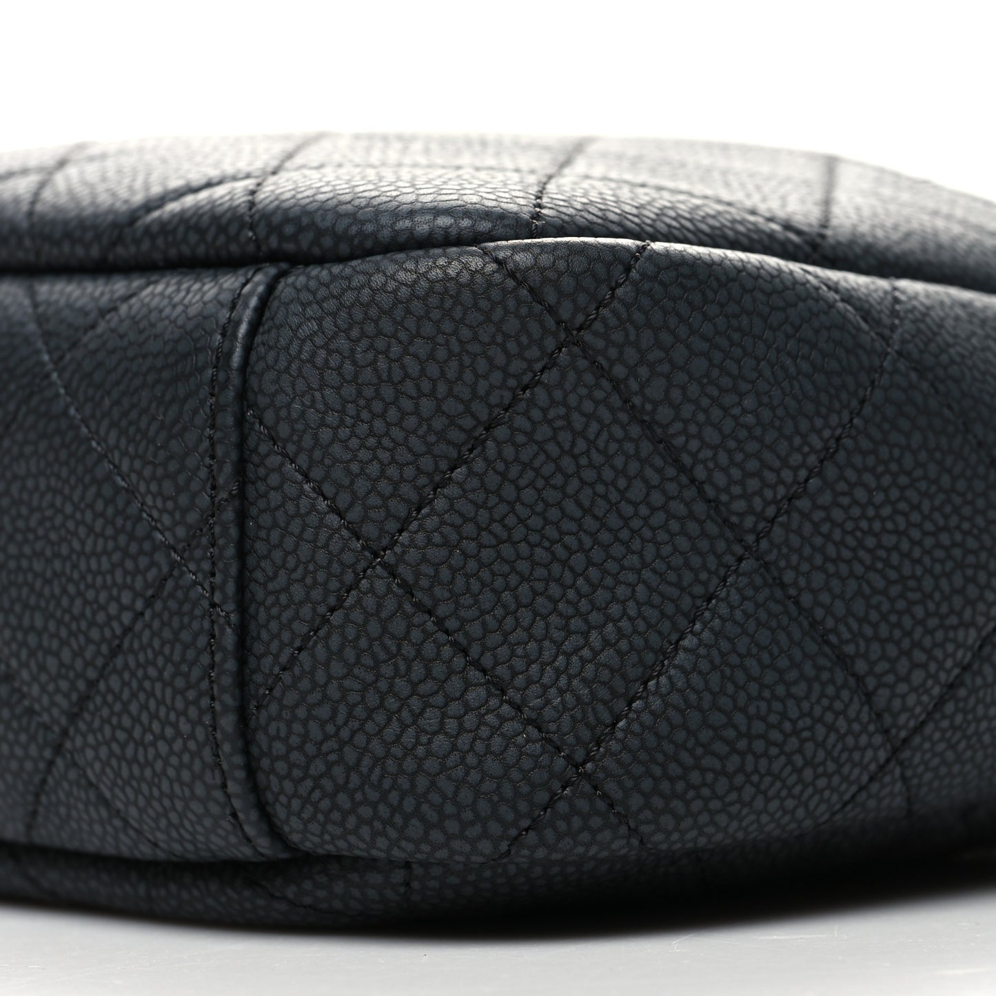 Iridescent Caviar Quilted Small Coco Tassel Camera Case Black