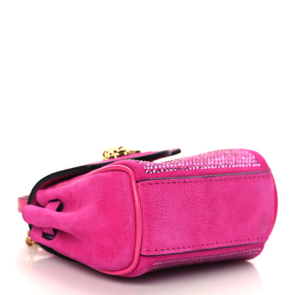 Versace Suede Crystal Studded Micro La Medusa Bag Pink 4 of 6