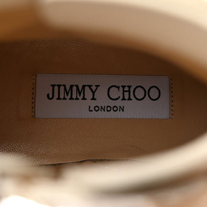 Jimmy Choo Grained Calfskin Crystal Embellished Cruz Combat Boots 39 White 7 of 8