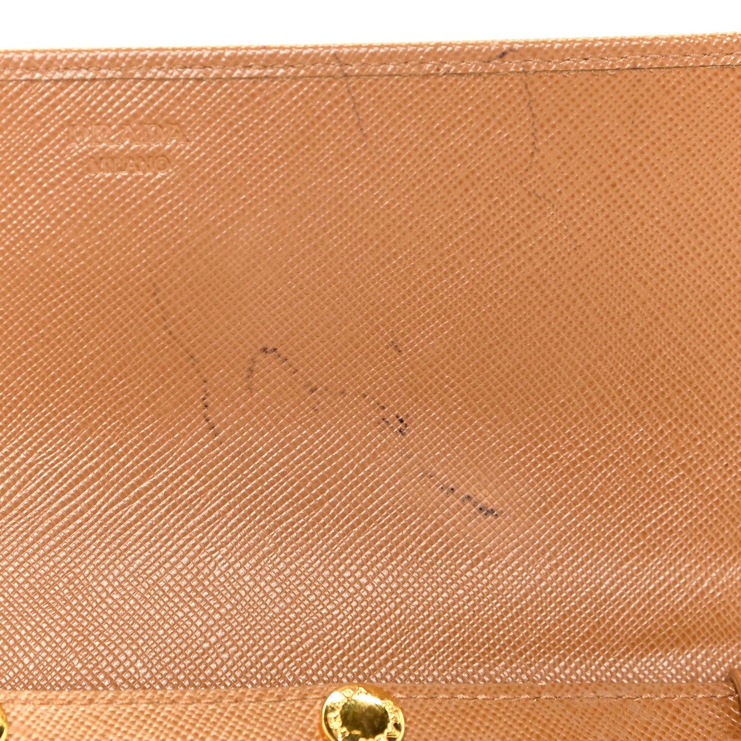Saffiano Metal Oro Chain Wallet Caramel