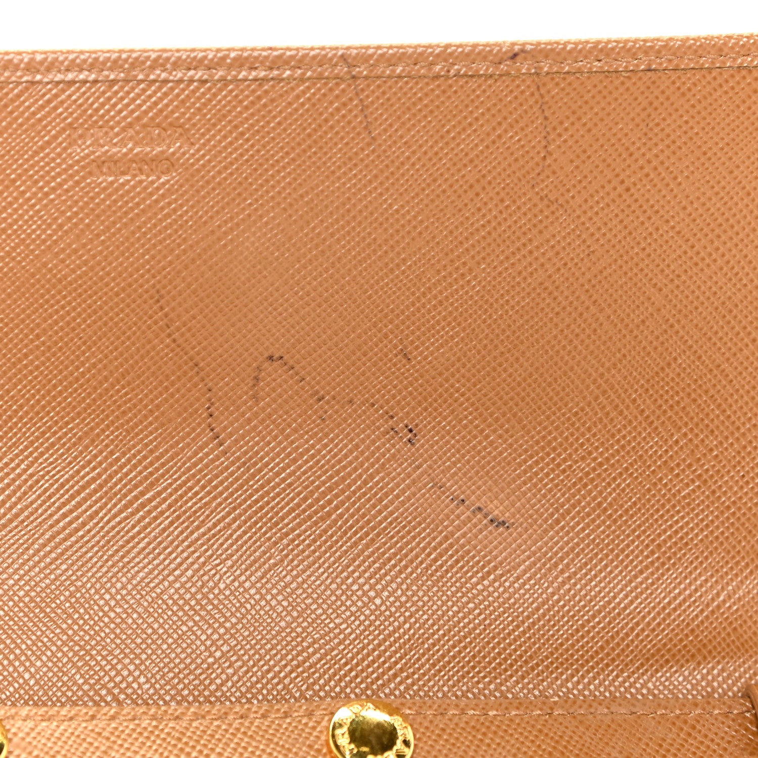 Prada Saffiano Metal Oro Chain Wallet Caramel 10 of 21