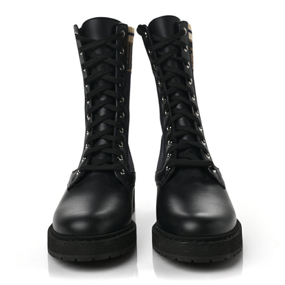 Fendi Calfskin Stretch Fabric Rockoko Biker Boots 39 Tobacco Black Marino 2 of 6