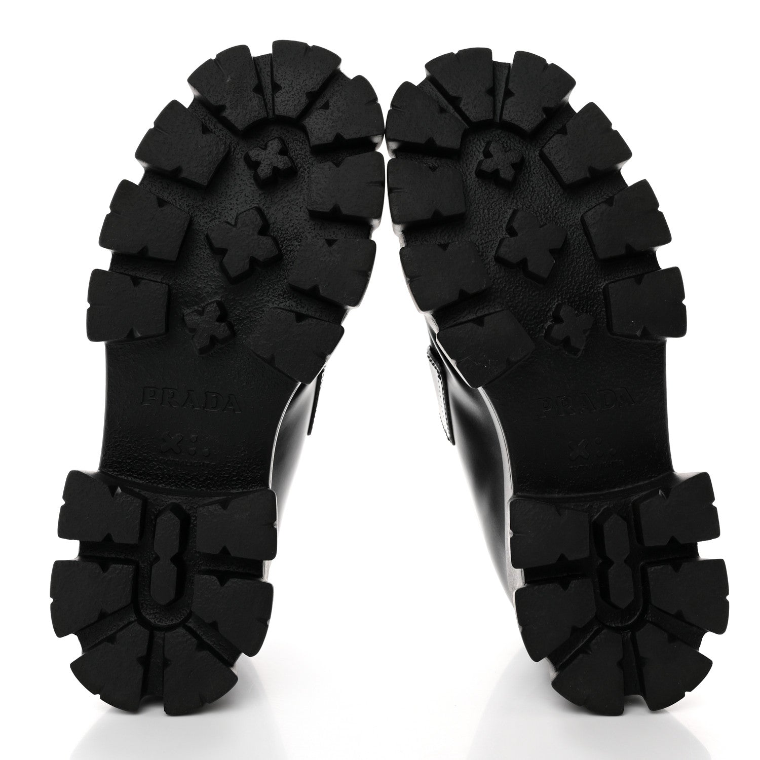 Prada Spazzolato Rois Sfumato Metal Triangle Logo Monolith 60mm Loafers 38 Black Argento 5 of 10