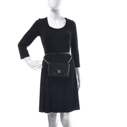 Chanel Calfskin Chevron Stitched Coco Waist Bag Black 2 of 9