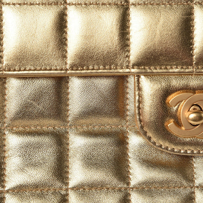 Chanel Metallic Lambskin Quilted East West Chocolate Bar Flap Gold 11 of 13