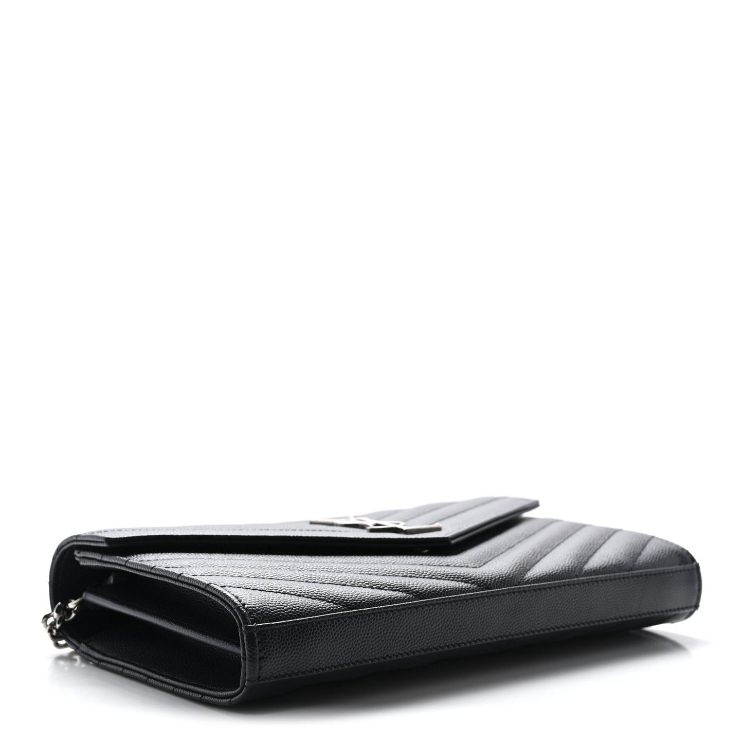 Grain De Poudre Matelasse Chevron Monogram Chain Wallet Deep Marine