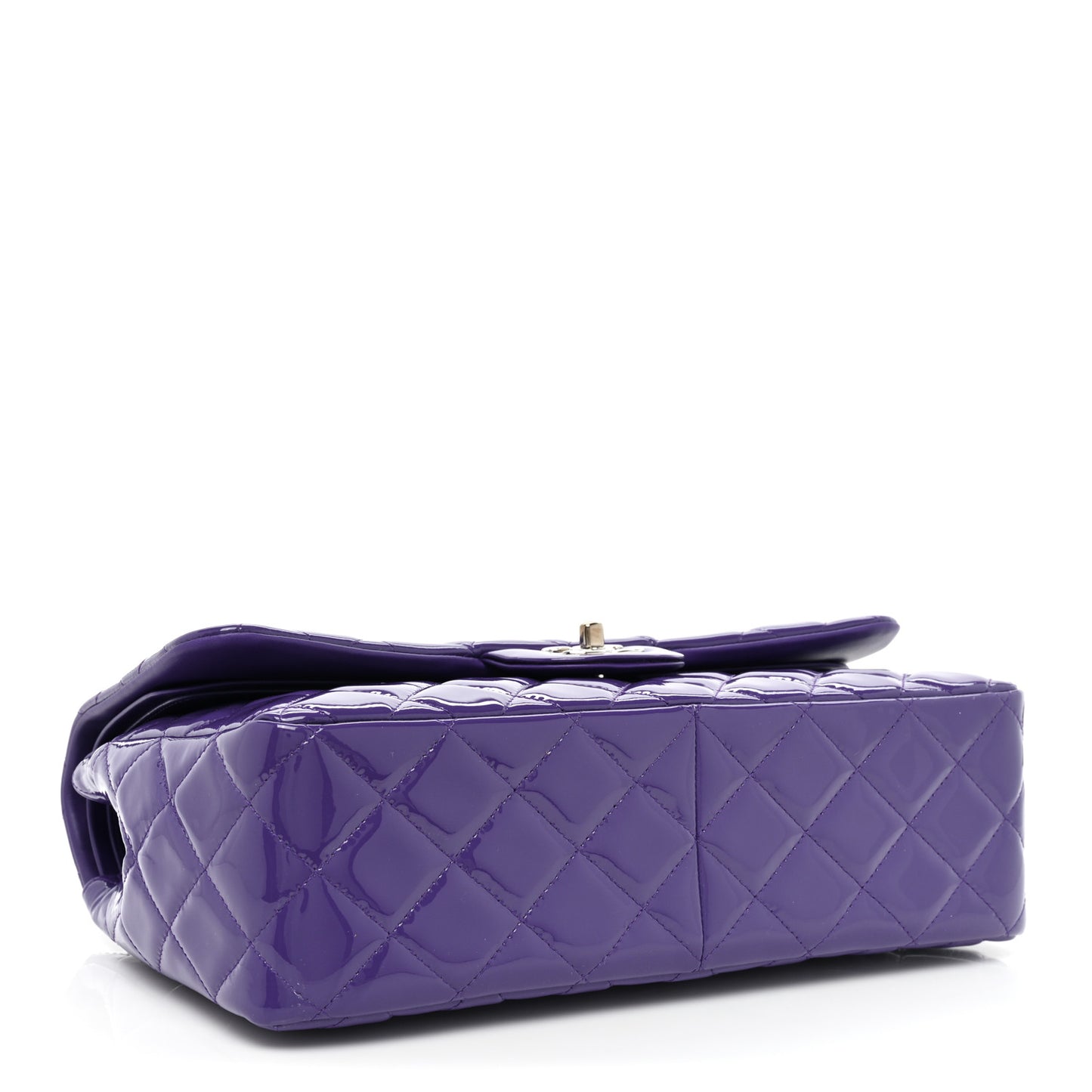 Patent Calfskin Quilted Jumbo Double Flap Purple