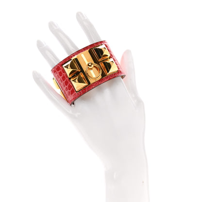 Hermes Shiny Alligator Collier De Chien CDC Bracelet S Bougainvillea 2 of 6