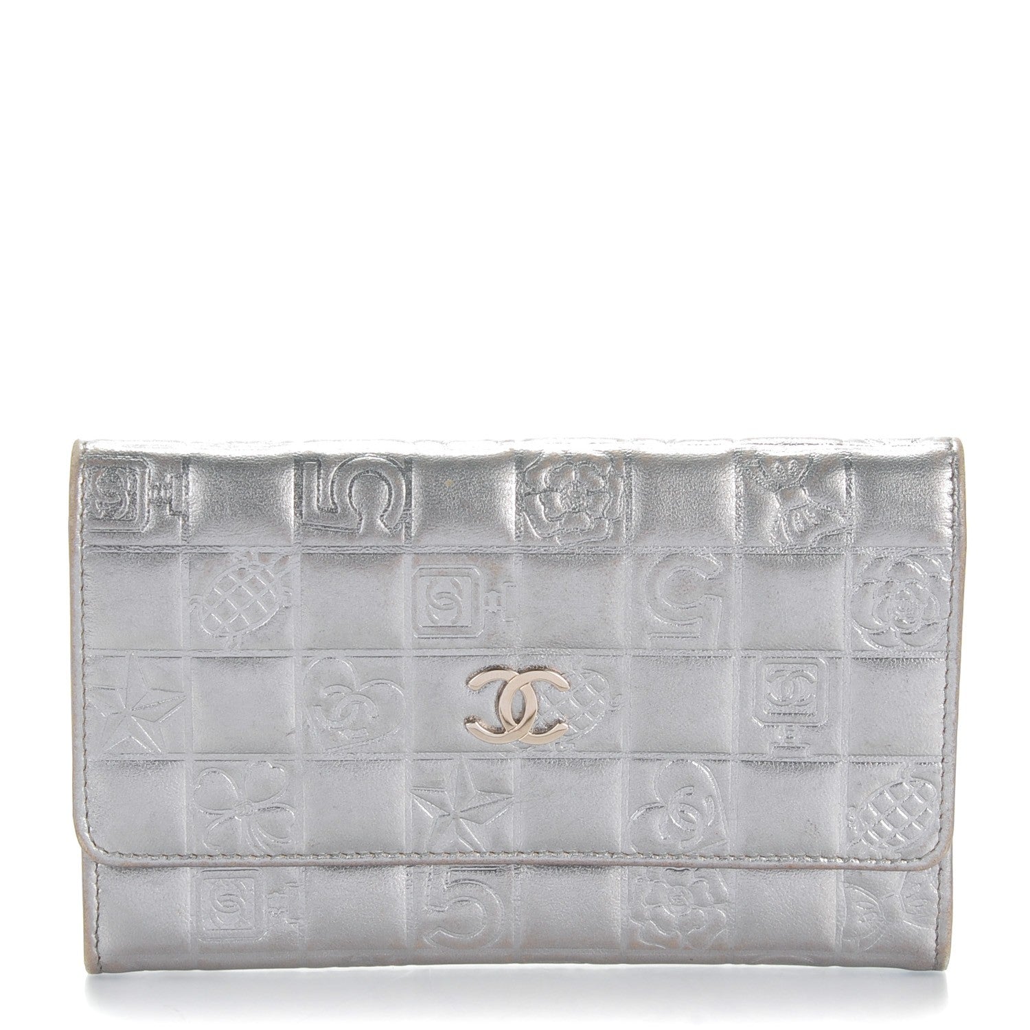 Chanel Metallic Lambskin Precious Symbols Flap Wallet Silver 1 of 8