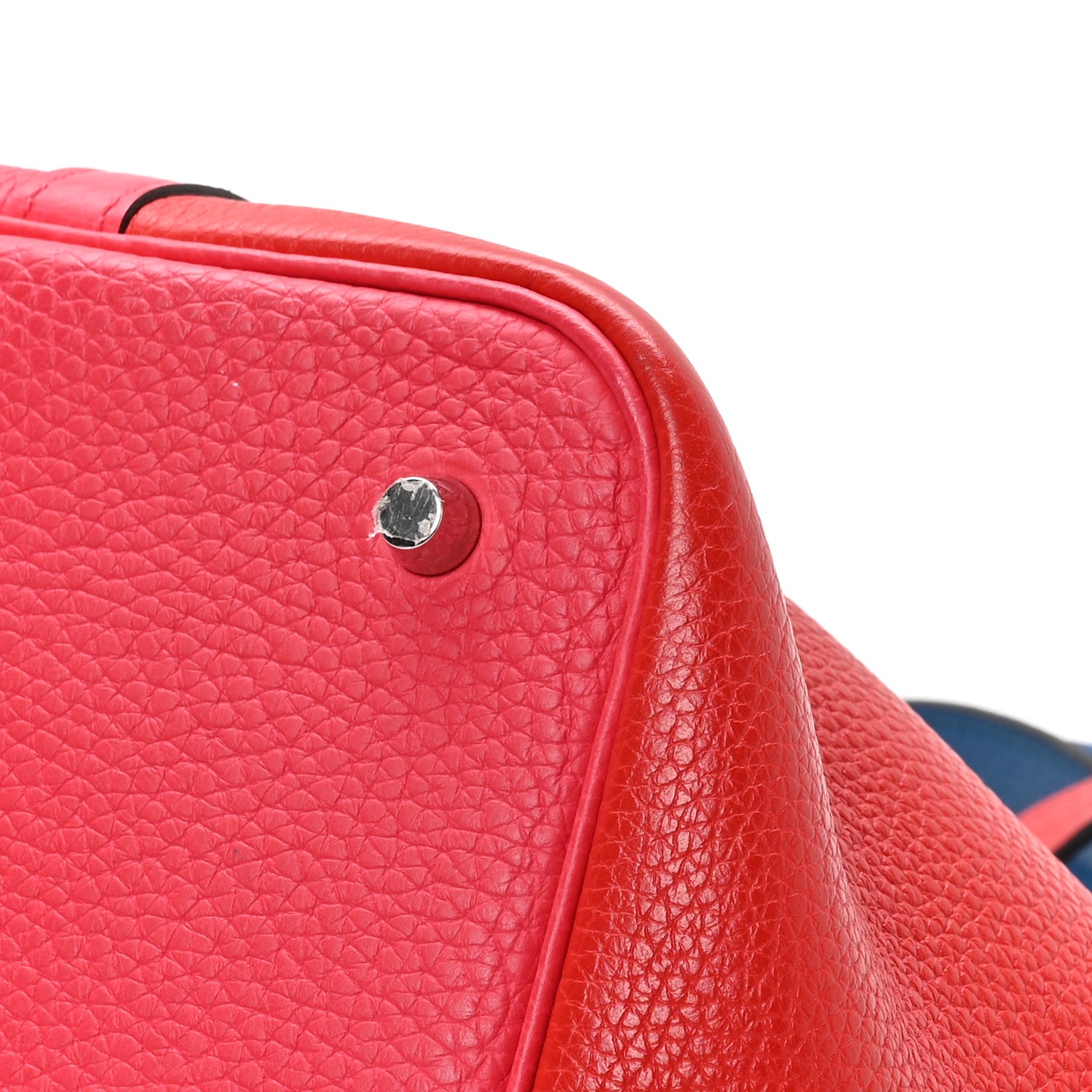 Hermes Taurillon Clemence Casaque Picotin Lock 22 MM Rouge De Coeur Rose Extreme Bleu Zanzibar 10 of 12