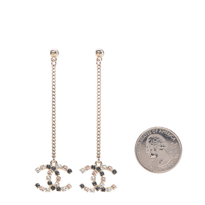 Chanel Crystal CC Drop Earrings Pink Grey Gold 2 of 4