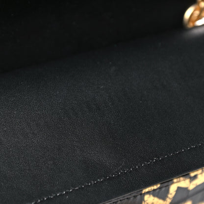 Chanel Calfskin Crocodile Embossed Graffiti 2.55 Cocodile Reissue 225 Flap Black Gold 12 of 13
