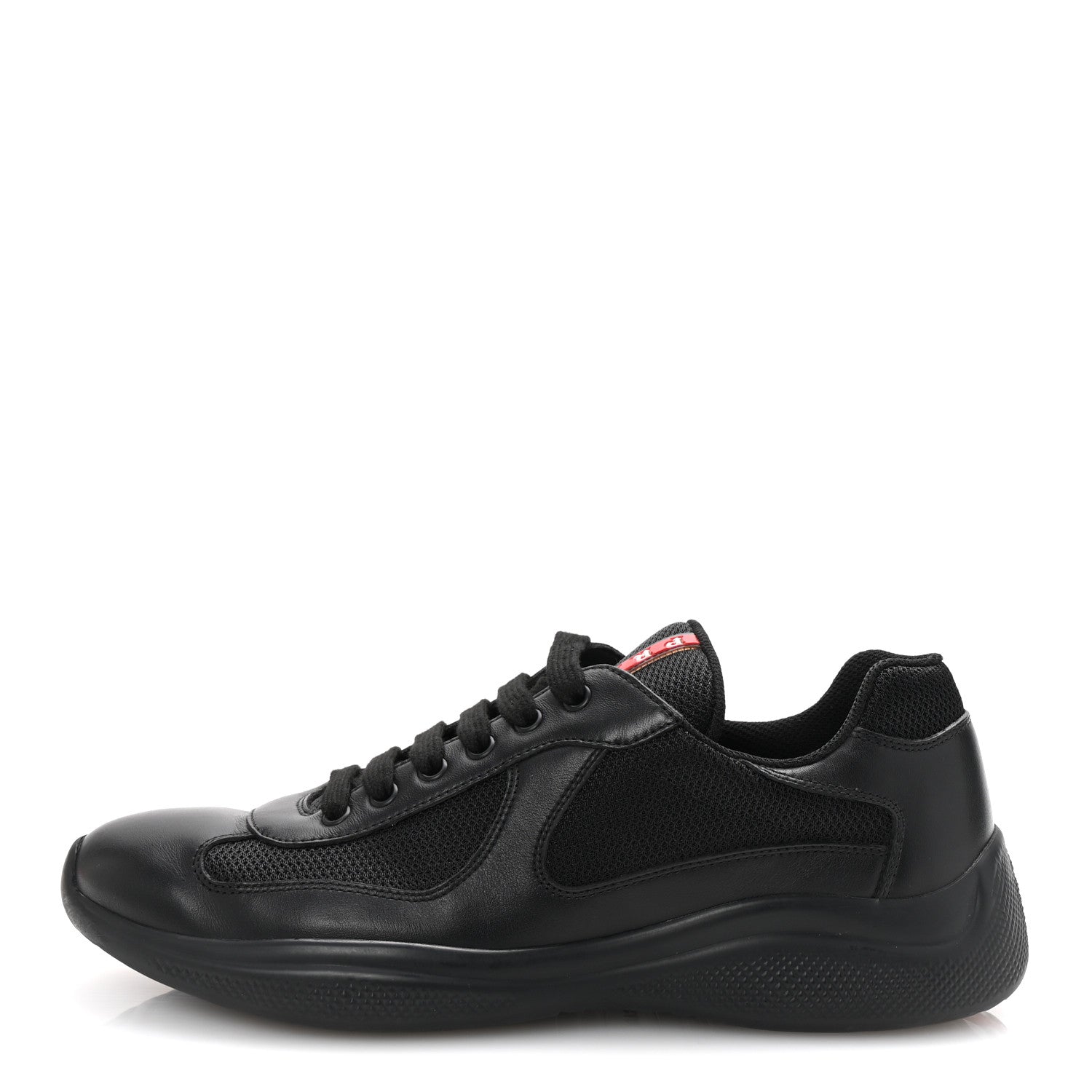 Prada Vitello Soft Mesh Mens America's Cup Sneakers  9.5 Black 1 of 10