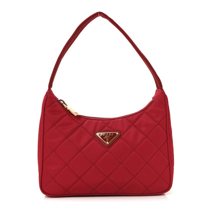 Prada Tessuto Nylon Impuntu Quilted Shoulder Bag Cherry 1 of 9