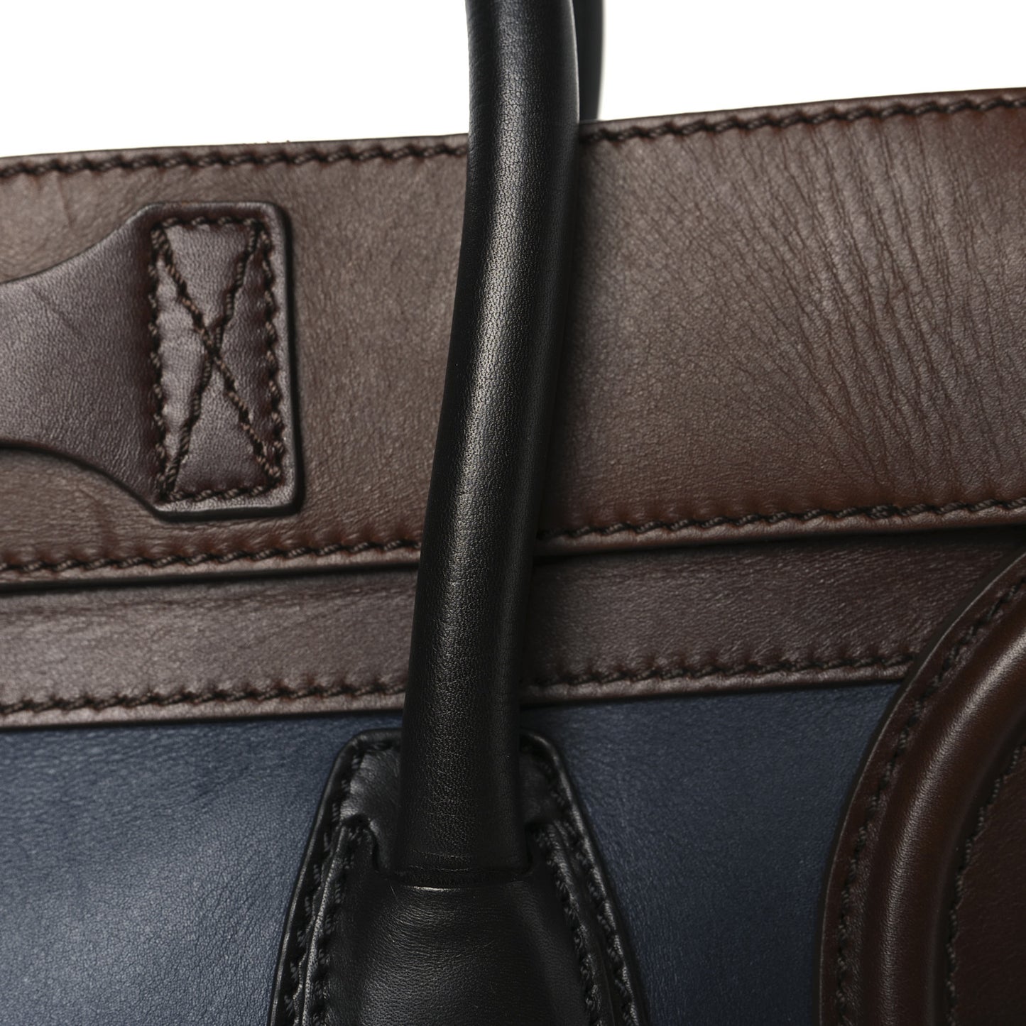 Smooth Calfskin Mini Tri-Color Luggage Navy