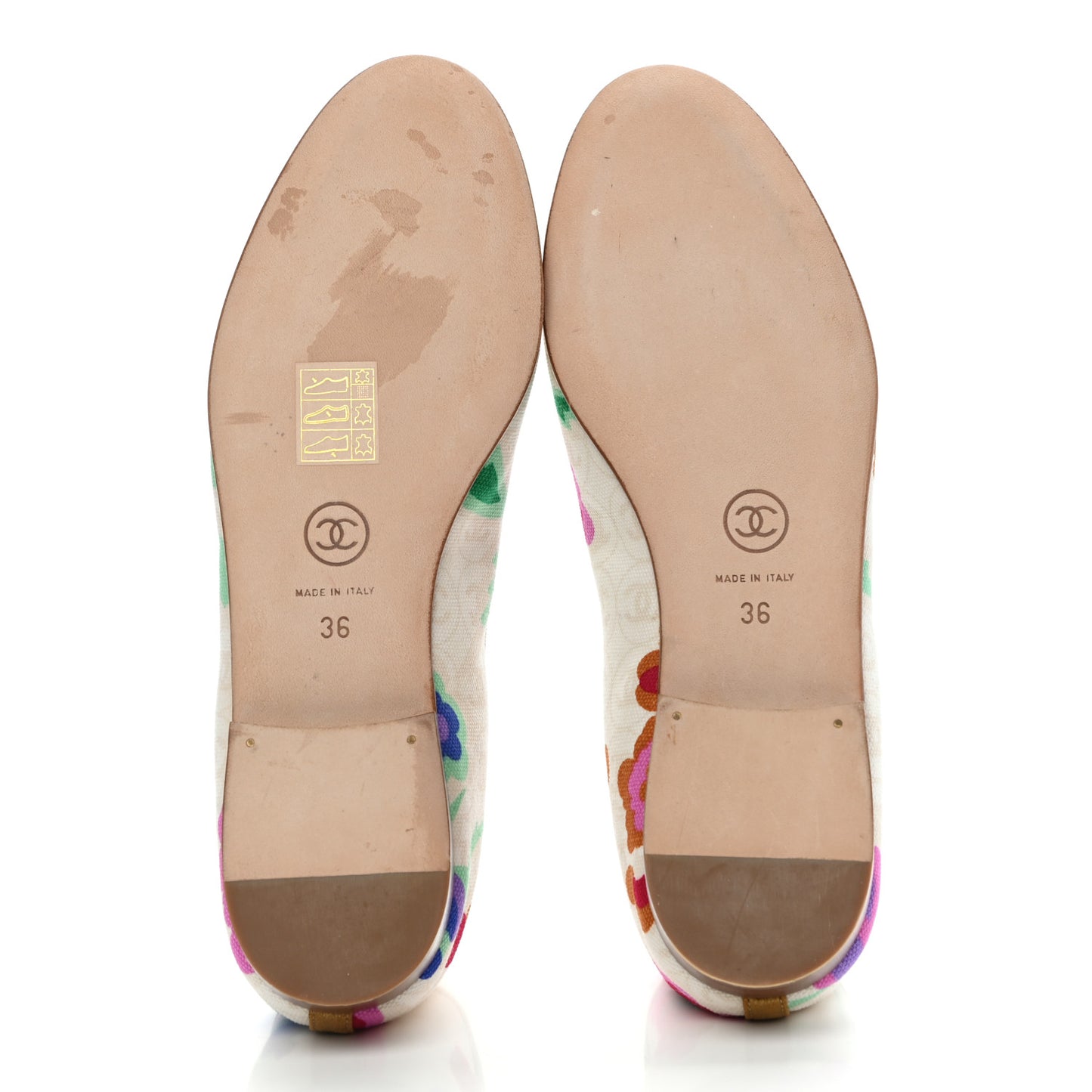 Fabric Floral Printed CC Cap Toe Ballerina Flats 36 Multicolo