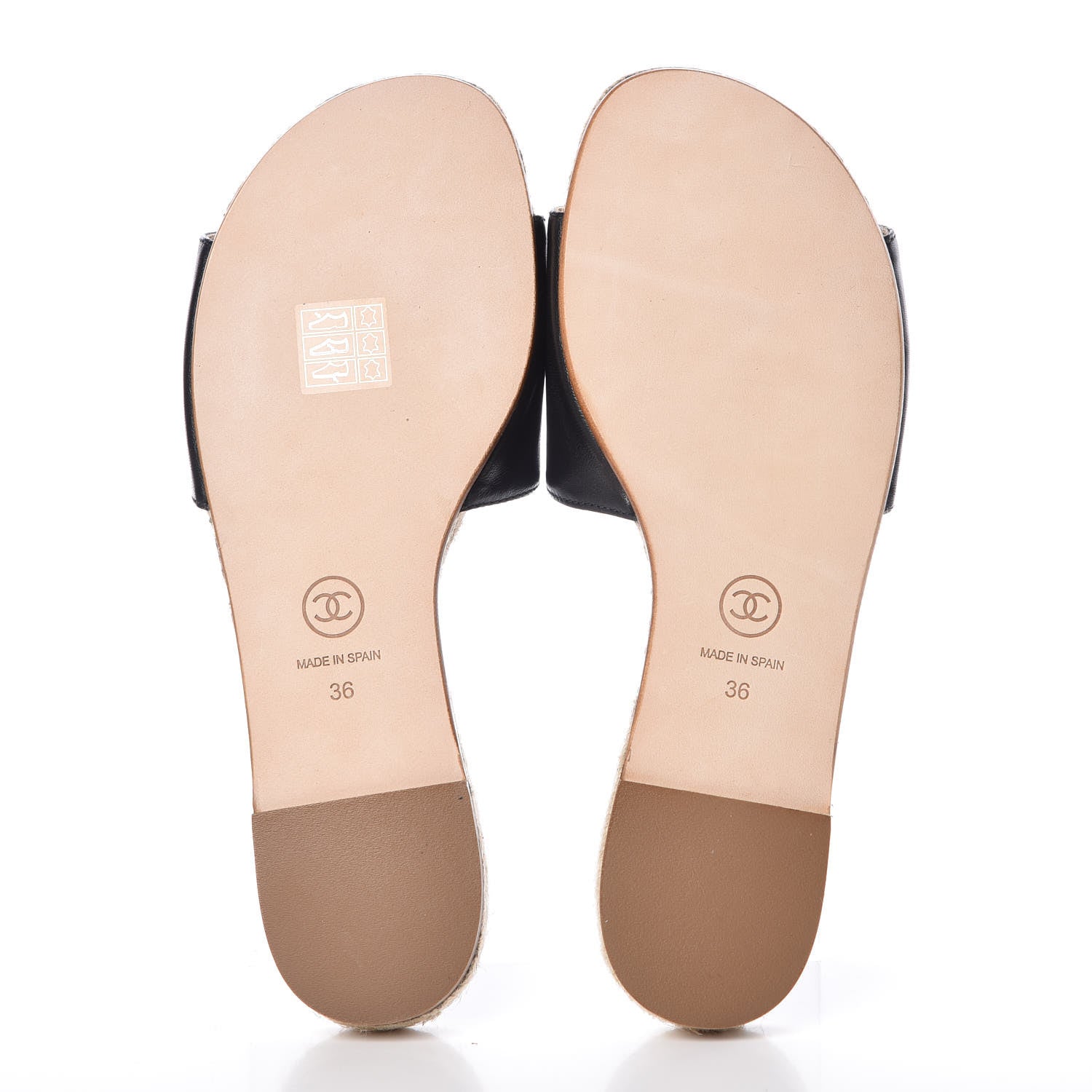 Chanel Lambskin CC Espadrille Slip On Sandals 36 Black 5 of 9
