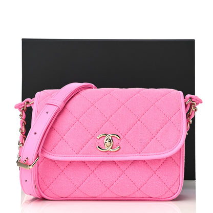 Chanel Denim Quilted Small Messenger Flap Neon Pink 12 of 12
