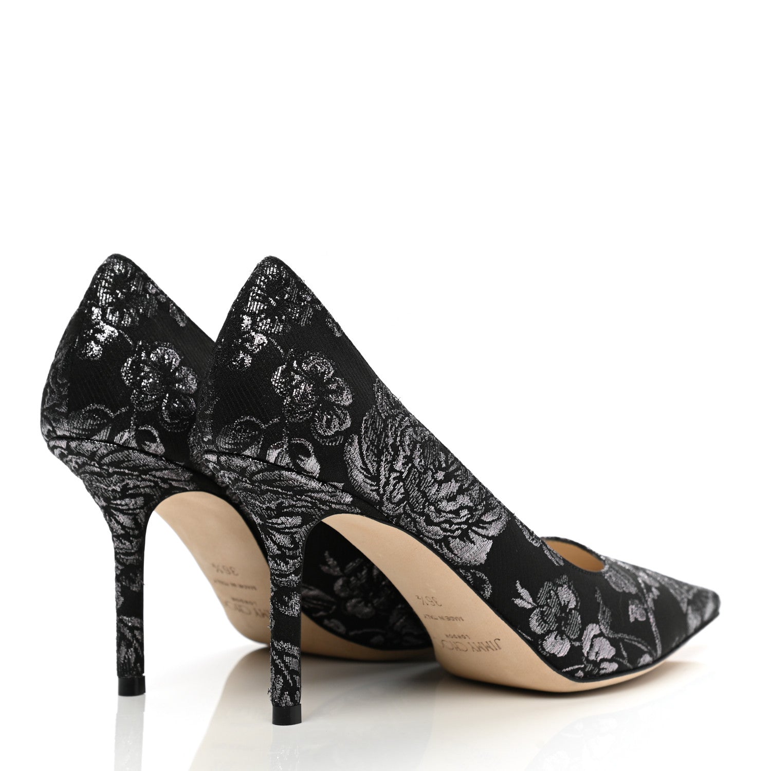 Jimmy Choo Floral Brocade Pointy Toe Love 85 Pumps 36.5 Black Steel 4 of 8