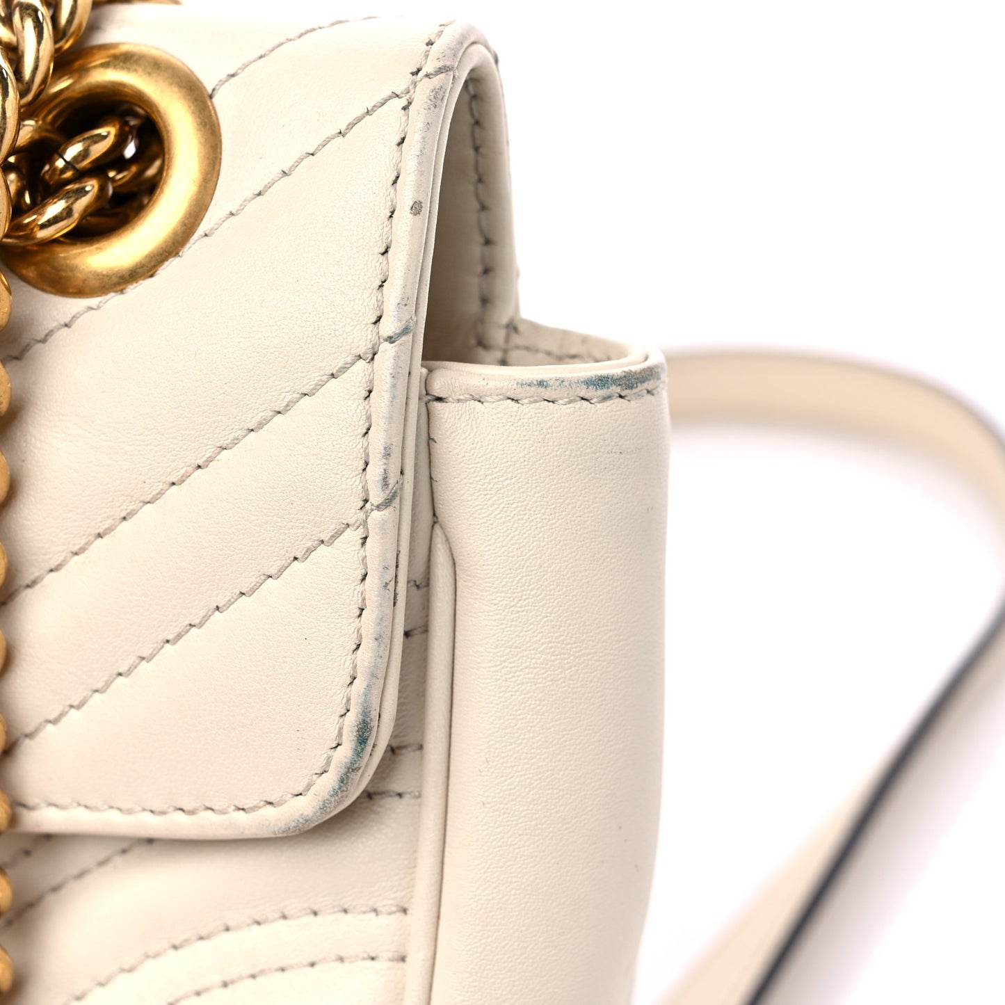 Calfskin Matelasse Mini GG Marmont Shoulder Bag White