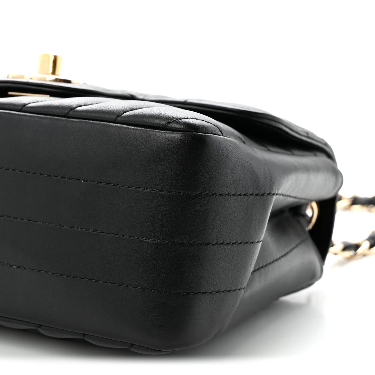 Lambskin Chevron Quilted Mini Square Flap Black