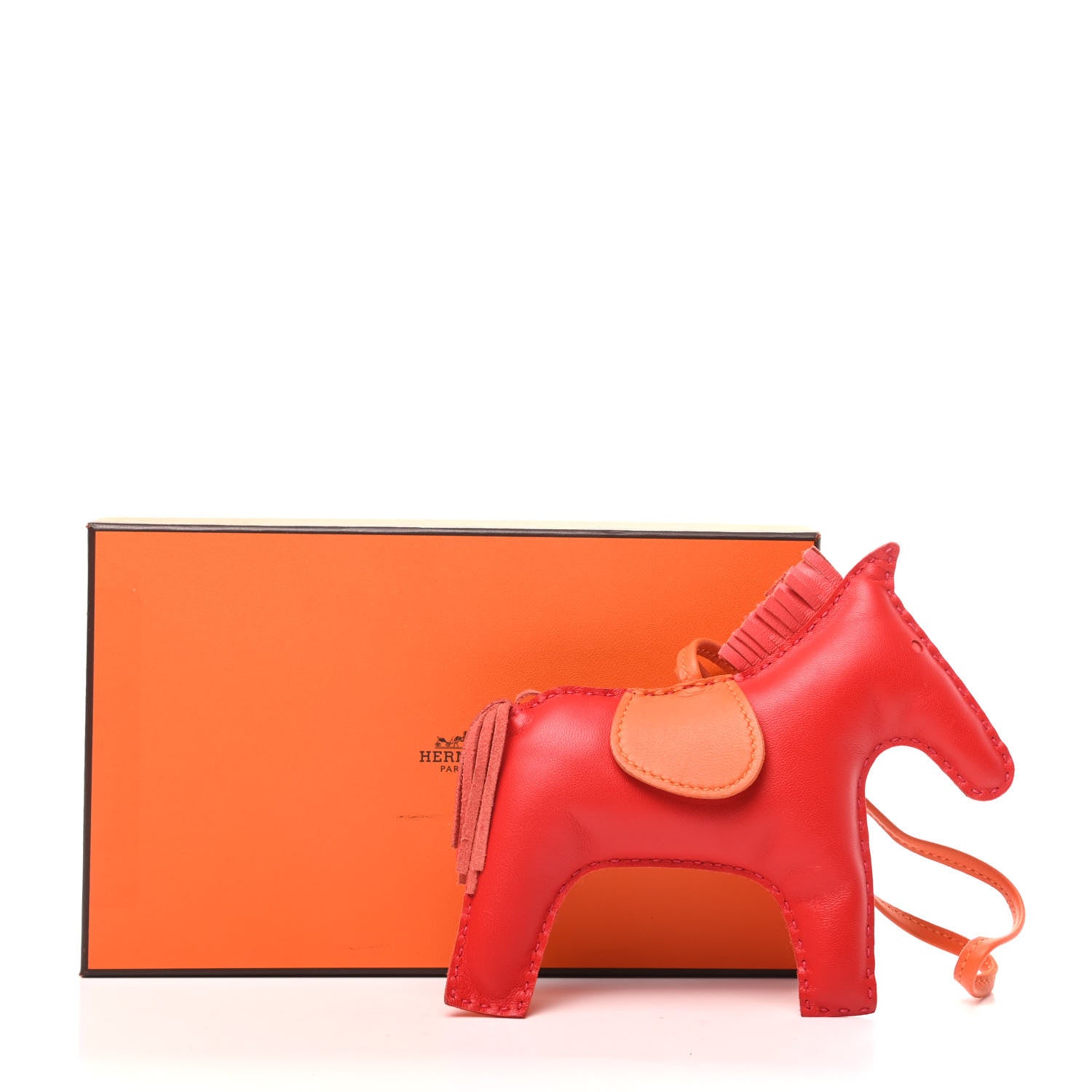 Hermes Milo Lambskin Grigri Rodeo Horse Bag Charm GM Rouge Rose Indien Jaipur Feu 5 of 5