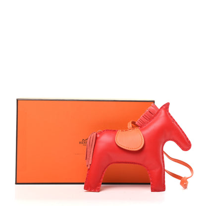 Hermes Milo Lambskin Grigri Rodeo Horse Bag Charm GM Rouge Rose Indien Jaipur Feu 5 of 5