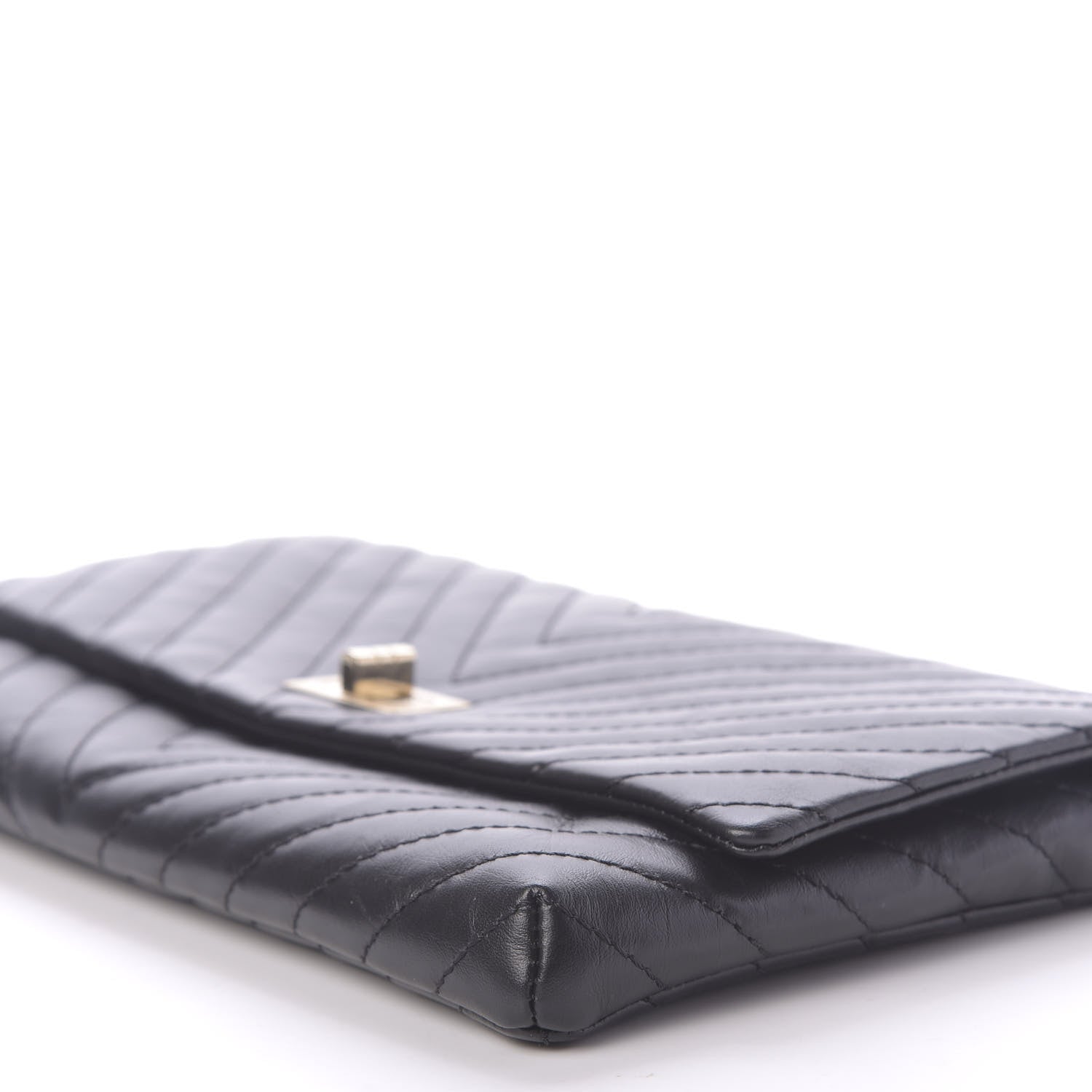 Chanel Aged Calfskin Chevron Quilted Reissue 2.55 Clutch Black 7 of 10