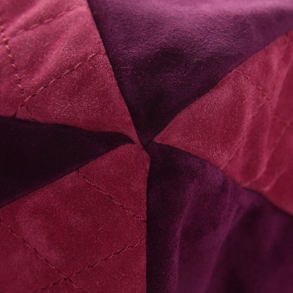Chanel Suede Quilted Patchwork Drawstring Bag Green Pink Purple Burgundy 9 of 16